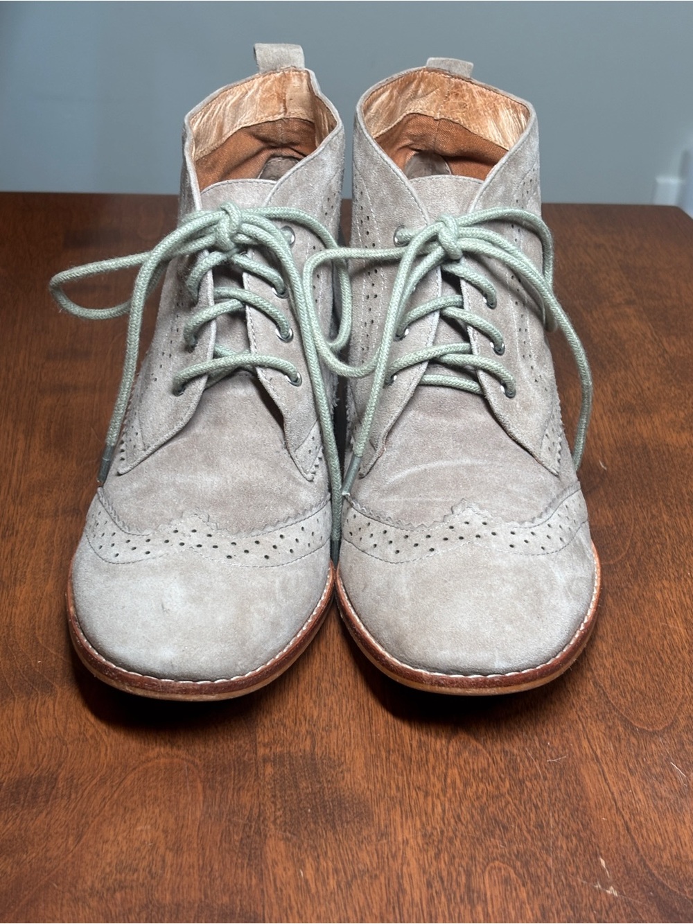 Matiko Light Gray Suede Chukka Boots with Wingtip Detail